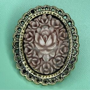 Vintage Floral Cameo Brooch